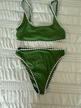 Vici Green Crochet Trim Bikini Set